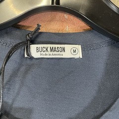 Buck Mason Curved Hem Pima Cotton Crew Tee Shirt Mens Medium Ink Blue USA NWT