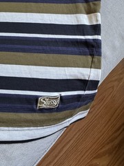 RARE Large 80s Stussy TomTom T Shirt Set Large Stripe Surf Skate True Vintage