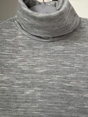 Light Grey Ribbed Turtleneck Sweater Stretch Knit Pullover Long Sleeve Women’s