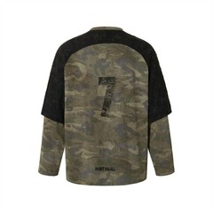 Men’s Restarall Camo Layered Long Sleeve T-Shirt Streetwear Y2K Oversized M-XXL