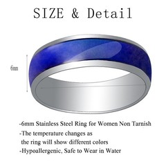 Mood Ring for Teens – 6mm Stainless Steel Temperature Sensative Color Changin…