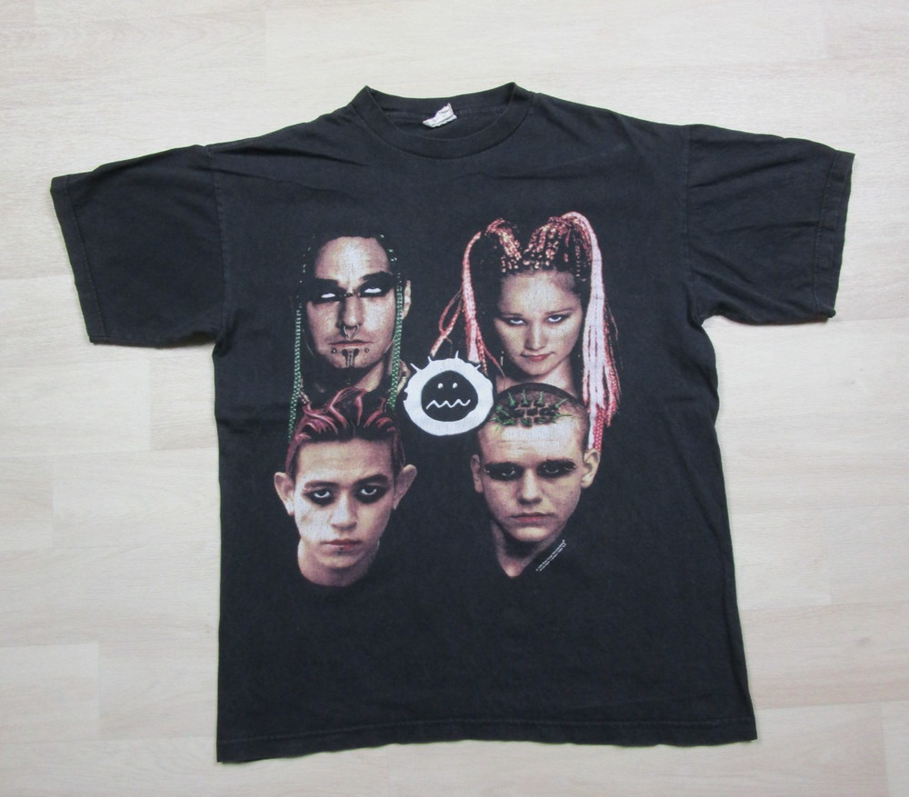 Vintage 1990’s Coal Chamber T-Shirt (L) Blue Grape Nu-Metal Autographs on Back