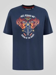D555 Duke Big Mens Printed T-Shirt Motorbike Print Navy 2XL 3XL 4XL-10XL 601900