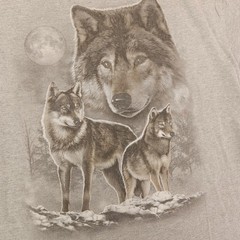 DOM Wolf Close Graphic Short Sleeve T Shirt Mens Size Extra Large XL Gray