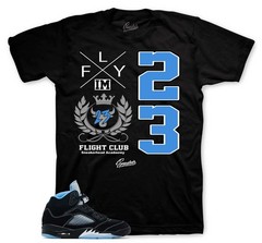 T-Shirt To Match Jordan 5 Black Carolina Shoes – Flight Crest Tee