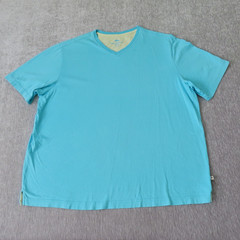 Tommy Bahama Shirt Men XL Blue Pima Cotton Bali High Tide V-Neck T-Shirt Outdoor