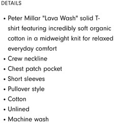 NEW PETER MILLAR, MENS SIZE XL, LAVA WASH ‘CLAY ROSE’ POCKET T-SHIRT-MSRP $65.00