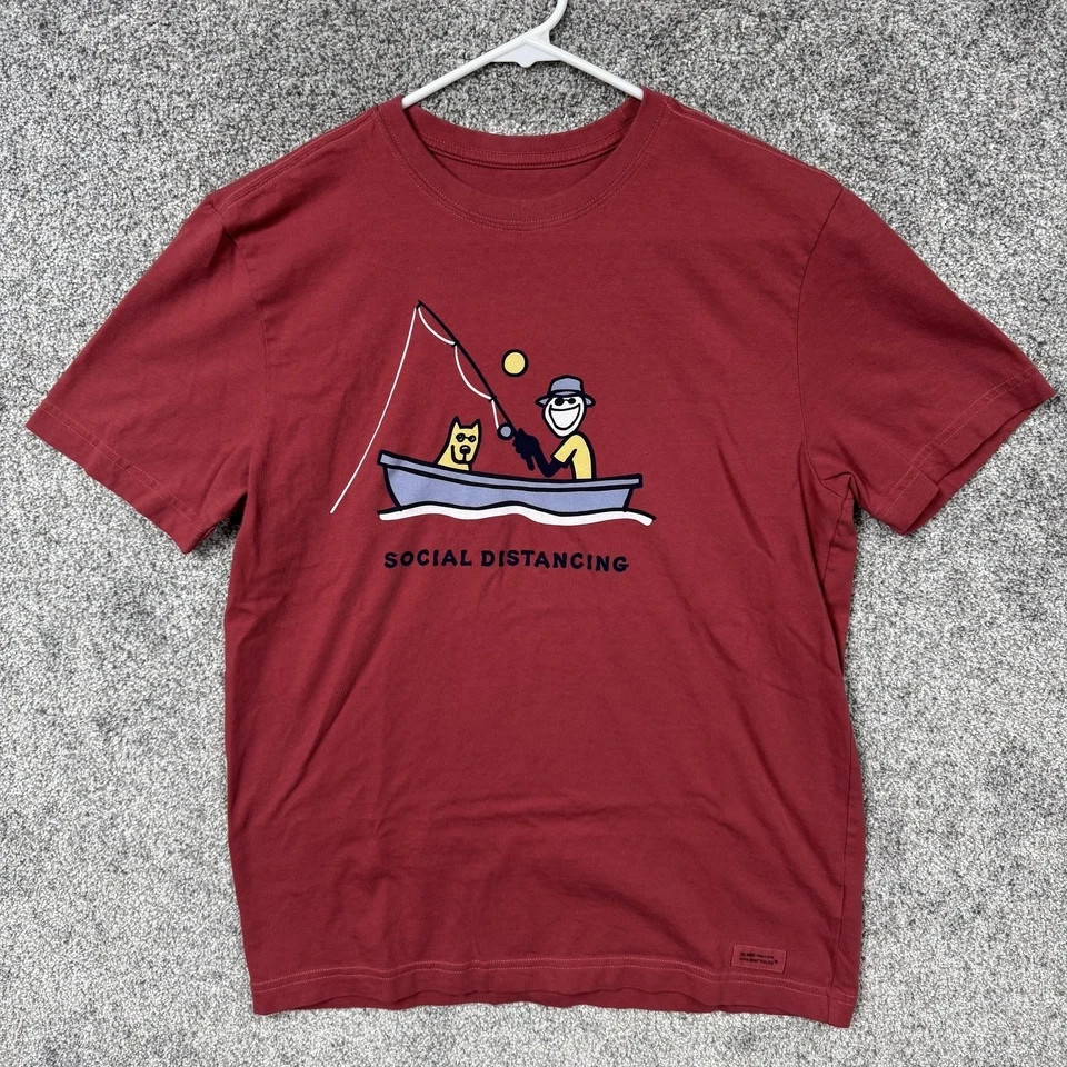 Life Is Good Social Distancing Fishing Funny Graphic Tee