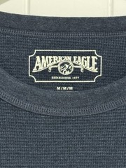 American Eagle Men’s Long Sleeve Thermal Waffle Knit Shirt, Size M Medium Grey