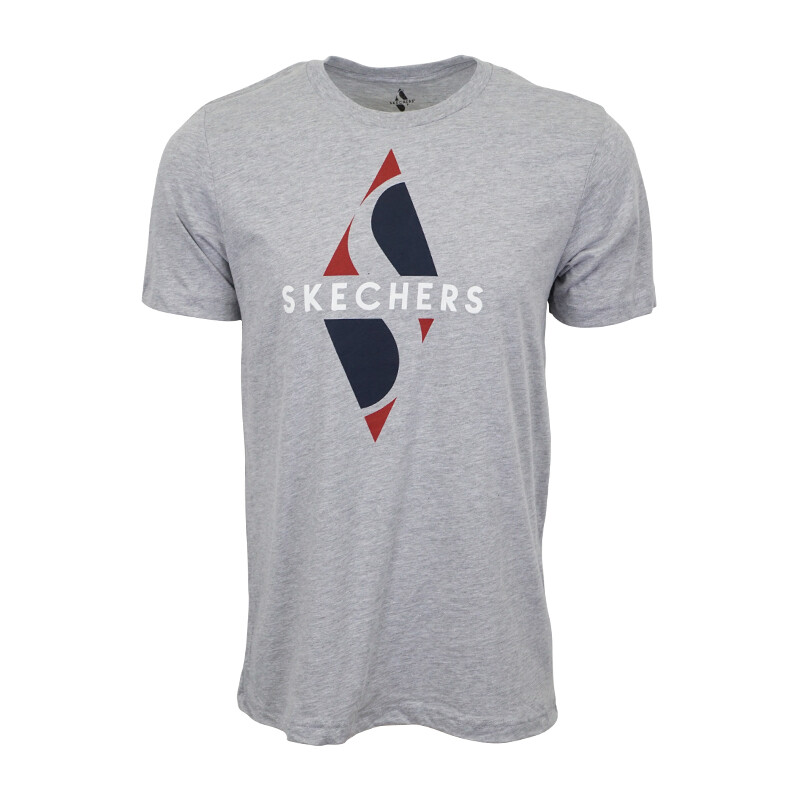 SKECHERS MENS LARGE DIAMOND LOGO T SHIRT GREY