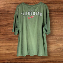 Vintage Jamaica Red Stripe Beer Faded T Shirt Sz XL Olive Green Caribbean Rasta