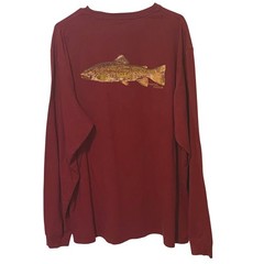 Fish Long Sleeve T-Shirt XXL Red Coastal Cotton Life Uninhibited Outdoor Sports