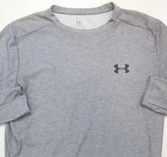Under Armour Gray T-Shirt Top XL Long Sleeve Mans Polyester Elastane Heat 1-279