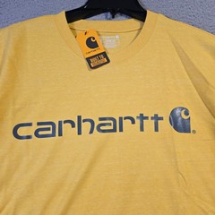 Carhartt Shirt Mens Medium Yellow Work Wear Outdoors Loose Fit Casual Logo NWT