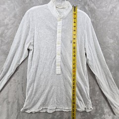 AllSaints Mens Small Henley Shirt Grey Grandad Collar Long Sleeve Ramskull Logo