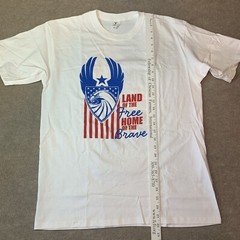 Shirt L Vote Land Free Home Brave Eagle Flag Patriotic American July USA