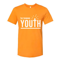 Christian Unisex Youth Tee With Large Typography, Cross Emblem, Sunrise Rays Gra