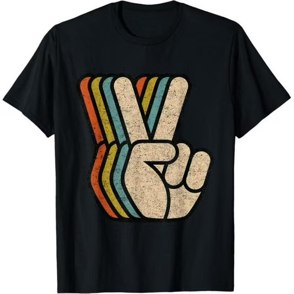 Vintage Graphic Tee ,Retro Peace Sign T-Shirt
