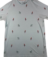 Free Planet Men’s Medium T-Shirt Palm Trees And Parrots Light Blue