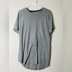 Hollister Shirt Men’s Large Gray Curved Hem Casual Outdoorsy Minimalist Plain