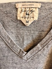 Gilded Age Grey Cotton Knit V-Neck Sweater Made In Japan Size M Excellent