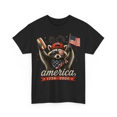 Funny America Raccoon Hotdog 4th of July US Flag Patriotic Unisex T-Shirt