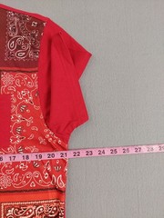Maxi Milian Men T Shirt L Red Patchwork Front Pocket Short Sleeve Crew Neck