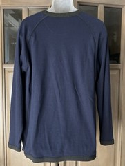 New Mens Alex Cannon Blue Grey Contrast Collar Viscose Cotton Long Sleeve Top L