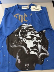 Rare Common Stone Cold Medusa Rhinestone Graphic T Blue Gold Foil NWT SizeXL