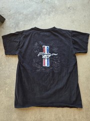 Mustang Vintage Y2K Ranch Shirt Men Short Sleeve XL Black Front And Back Graphic