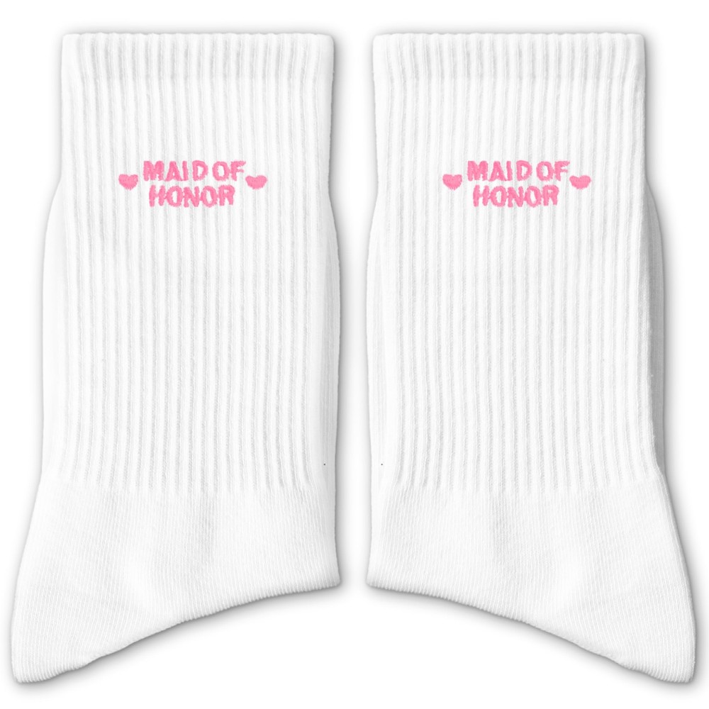 1 Pair Womens Cute Bridesmaids Socks White Embroidery Wedding Bridal Party
