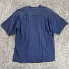 Artesania Landa Pullover Shirt Size XL Blue Embroidered Trim V-Neck Peru Cotton