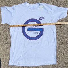 Vtg 80s Nike Swoosh Running Race Get In Gear T-shirt Single Stitch White Med USA