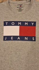 Tommy Hilfiger Jeans T-Shirt Gray Logo Flag Graphic Regular Fit Men’s Size L