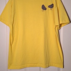 VINTAGE Patchwork Chicken & Chicks USED Shirt (Single Stitch, XL, Yellow)