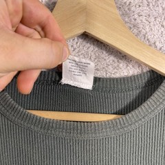 Vintage GAP Ribbed Knit T-Shirt Mens Large Green 90’s Y2K Cotton Basics Blank