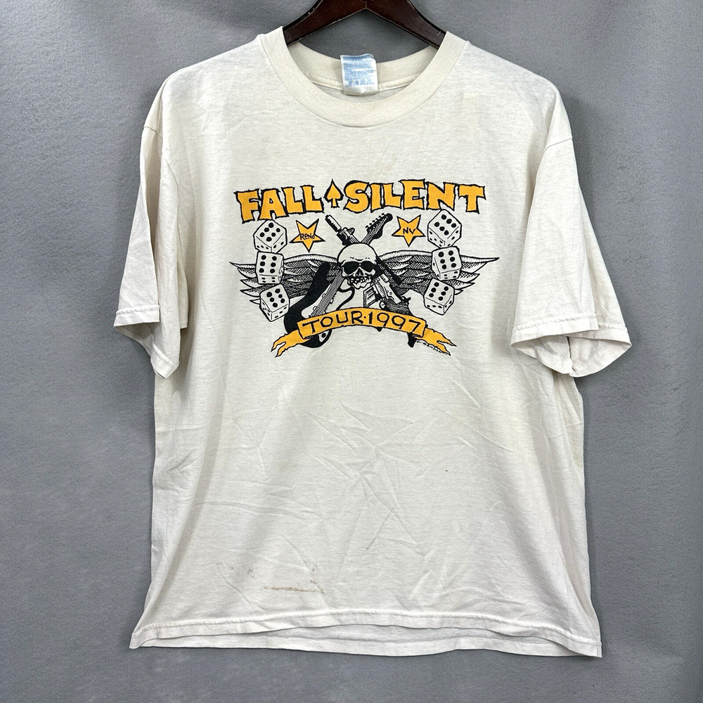 Vintage Fall Silent Shirt Mens Large Punk Thrash Metal 1997 Reno Tour Skatercore