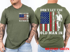 (2-SIDE) Retro Don’t Let The Old Man in Cowboy US Flag for Men Women T-Shirt