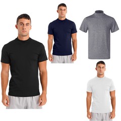 Freebily US Men Mock Neck T-shirt Short Sleeve Undershirt Casual Solid Color Top
