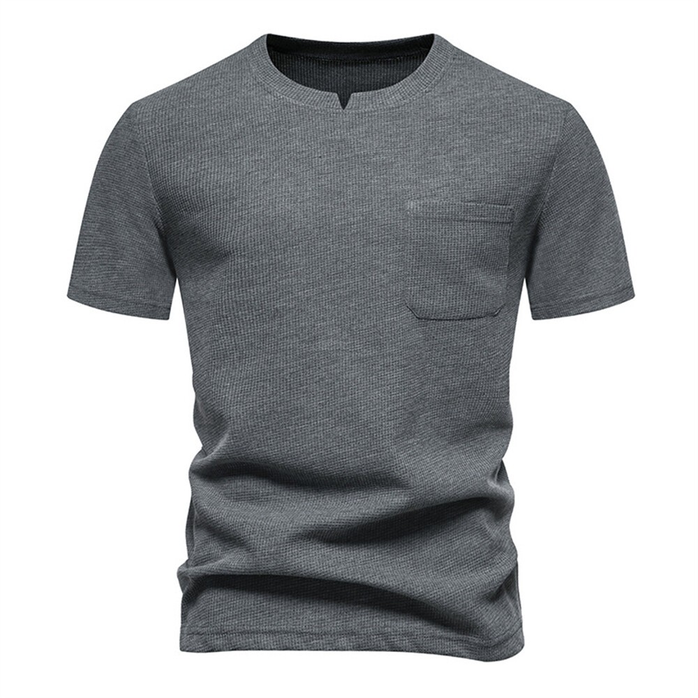 Men Short Sleeve Fashion T-Shirt Classic Casual Slim V-neck Shirts Jogger Top