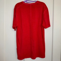 ELEVENPARIS Semi Sheer Raw Neckline and Hem Red Crewneck Tee Men’s Medium