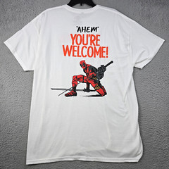 Marvel Deadpool T Shirt MENS XL White CASUAL Comics Retro MOVIE Disney tee NWT