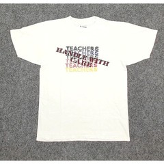 80s Hanes Teachers Handle With Care T-Shirt Ivory Single Stitch M