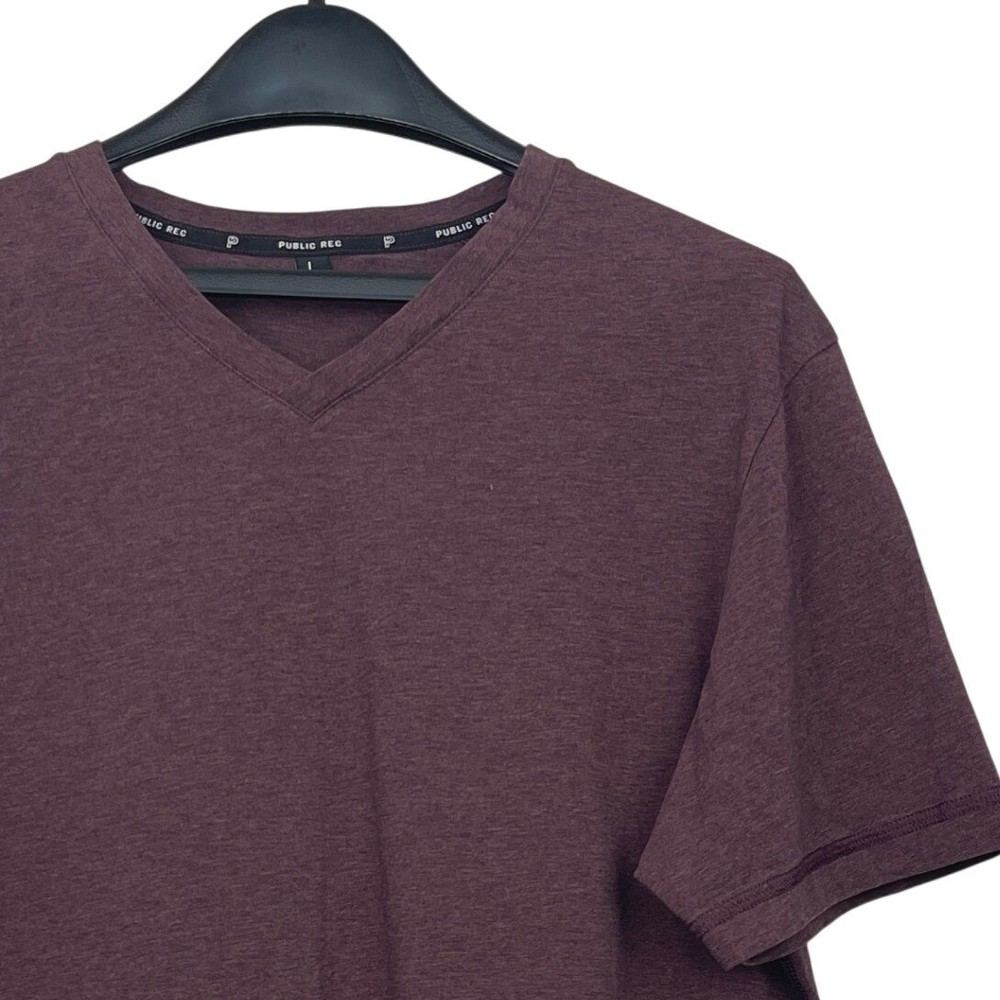 Public Rec Go-To V-Neck Mens L Pima Cotton Stretch Tee T Shirt Burgundy