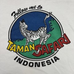 Vintage Taman Safari Indonesia White Single Stitch T-Shirt 90s Size Small