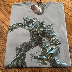 2007 vtg transformers Megatron movie y2k90s t-shirt comic rap hip hop nos gray L