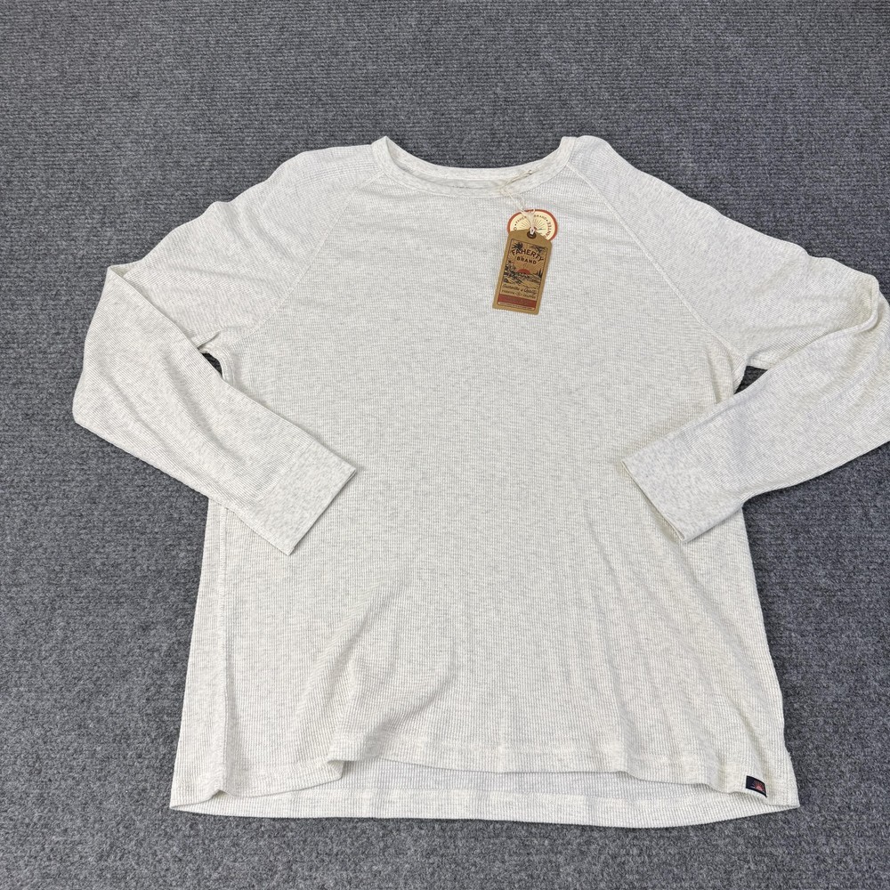 Faherty Shirt Mens 2XL White Cloud Cotton Thermal Waffle Knit Long Sleeve Tee