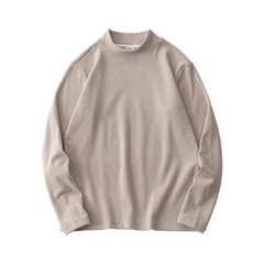 Men’s Textured Feel Long Sleeve Half Turtleneck Pullover Top Solid Color Design