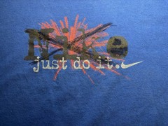 Vintage Y2K Nike Center Logo Spellout Boxy T Shirt Men’s XL (fits Smaller) Blue