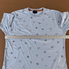Steel & Jelly Mens XL Light Blue Travel Graphic Short Sleeve Crew Neck Tee *Flaw
